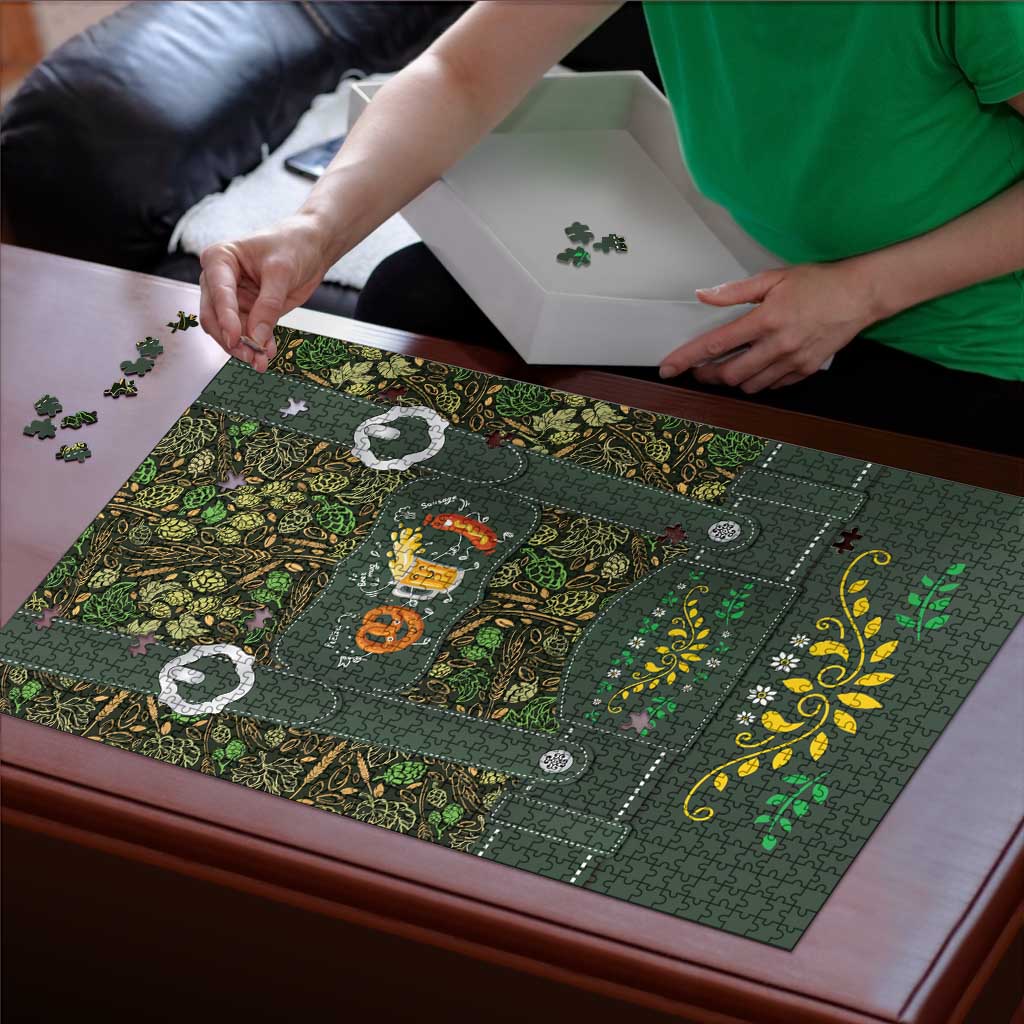 Lederhosen Oktoberfest Puzzle Hops And Malt Pattern - Wonder Print Shop