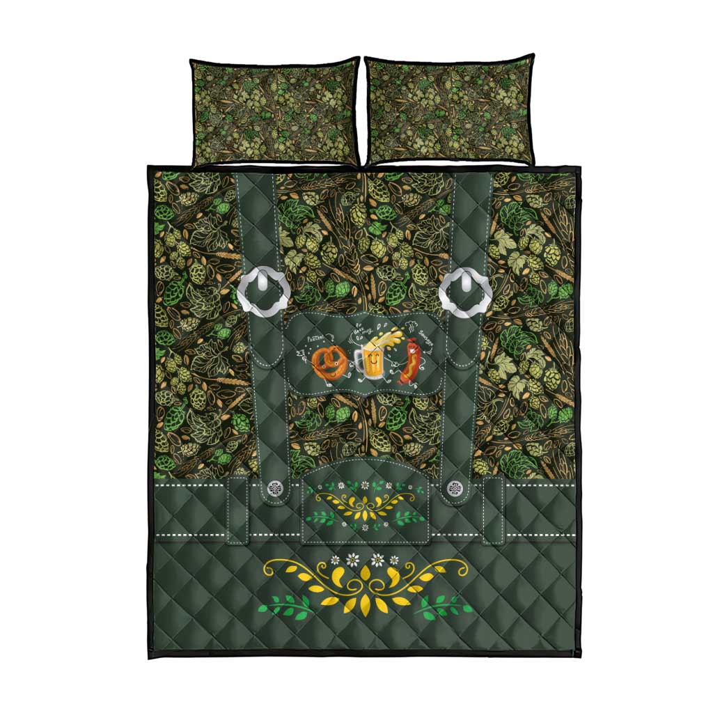 Lederhosen Oktoberfest Quilt Bed Set Hops And Malt Pattern - Wonder Print Shop