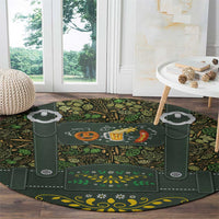 Lederhosen Oktoberfest Round Carpet Hops And Malt Pattern - Wonder Print Shop