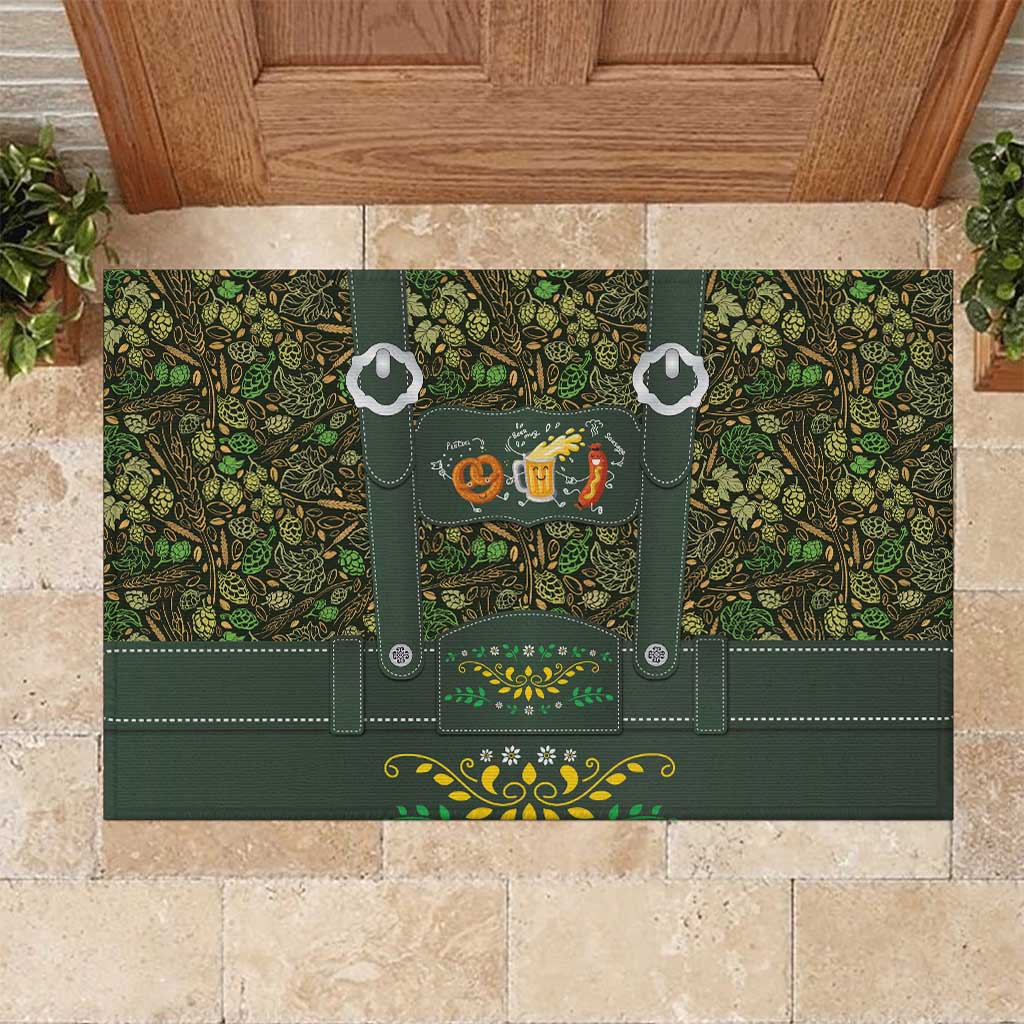 Lederhosen Oktoberfest Rubber Doormat Hops And Malt Pattern - Wonder Print Shop