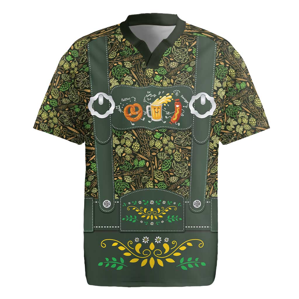 Lederhosen Oktoberfest Rugby Jersey Hops And Malt Pattern - Wonder Print Shop