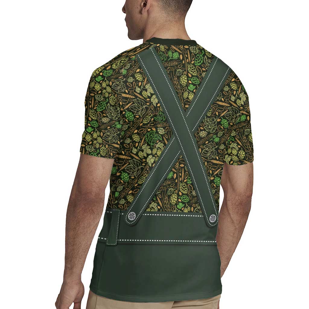 Lederhosen Oktoberfest Rugby Jersey Hops And Malt Pattern - Wonder Print Shop
