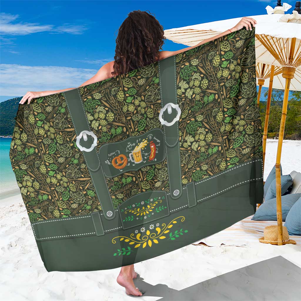 Lederhosen Oktoberfest Sarong Hops And Malt Pattern - Wonder Print Shop