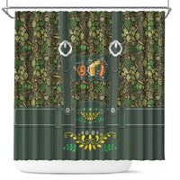 Lederhosen Oktoberfest Shower Curtain Hops And Malt Pattern - Wonder Print Shop