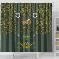 Lederhosen Oktoberfest Shower Curtain Hops And Malt Pattern - Wonder Print Shop