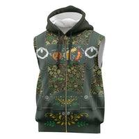 Lederhosen Oktoberfest Sleeveless Zip Hoodie Hops And Malt Pattern - Wonder Print Shop