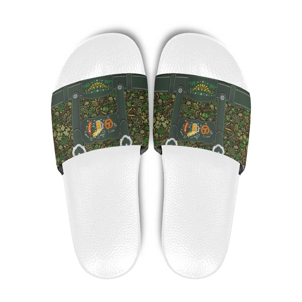 Lederhosen Oktoberfest Slide Sandals Hops And Malt Pattern - Wonder Print Shop
