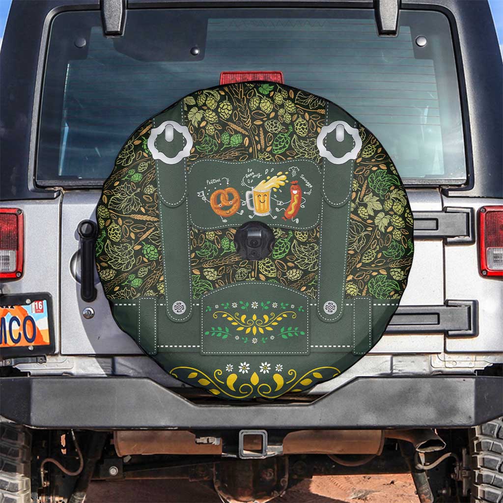 Lederhosen Oktoberfest Spare Tire Cover Hops And Malt Pattern - Wonder Print Shop