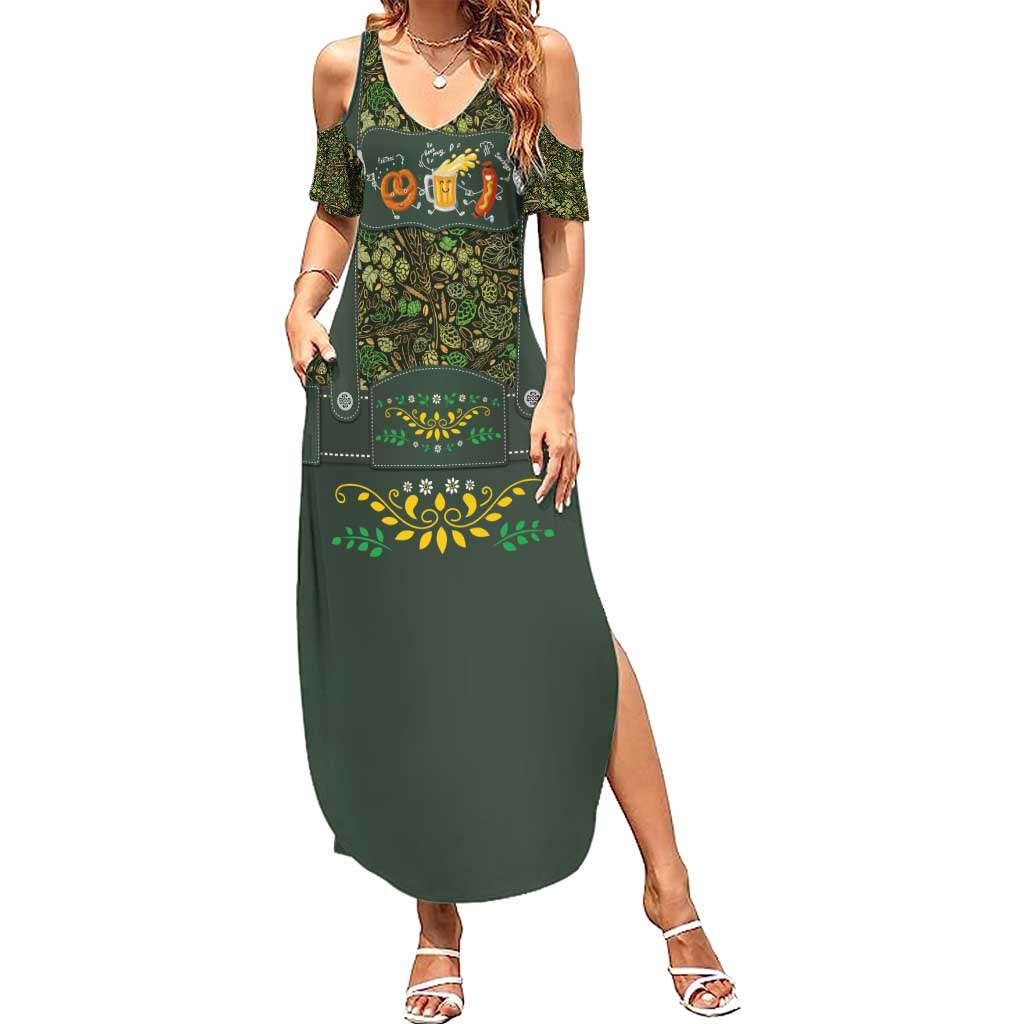 Lederhosen Oktoberfest Summer Maxi Dress Hops And Malt Pattern - Wonder Print Shop