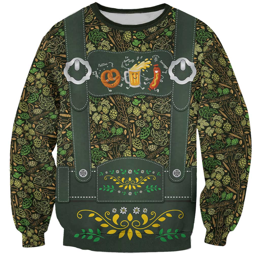 Lederhosen Oktoberfest Sweatshirt Hops And Malt Pattern - Wonder Print Shop