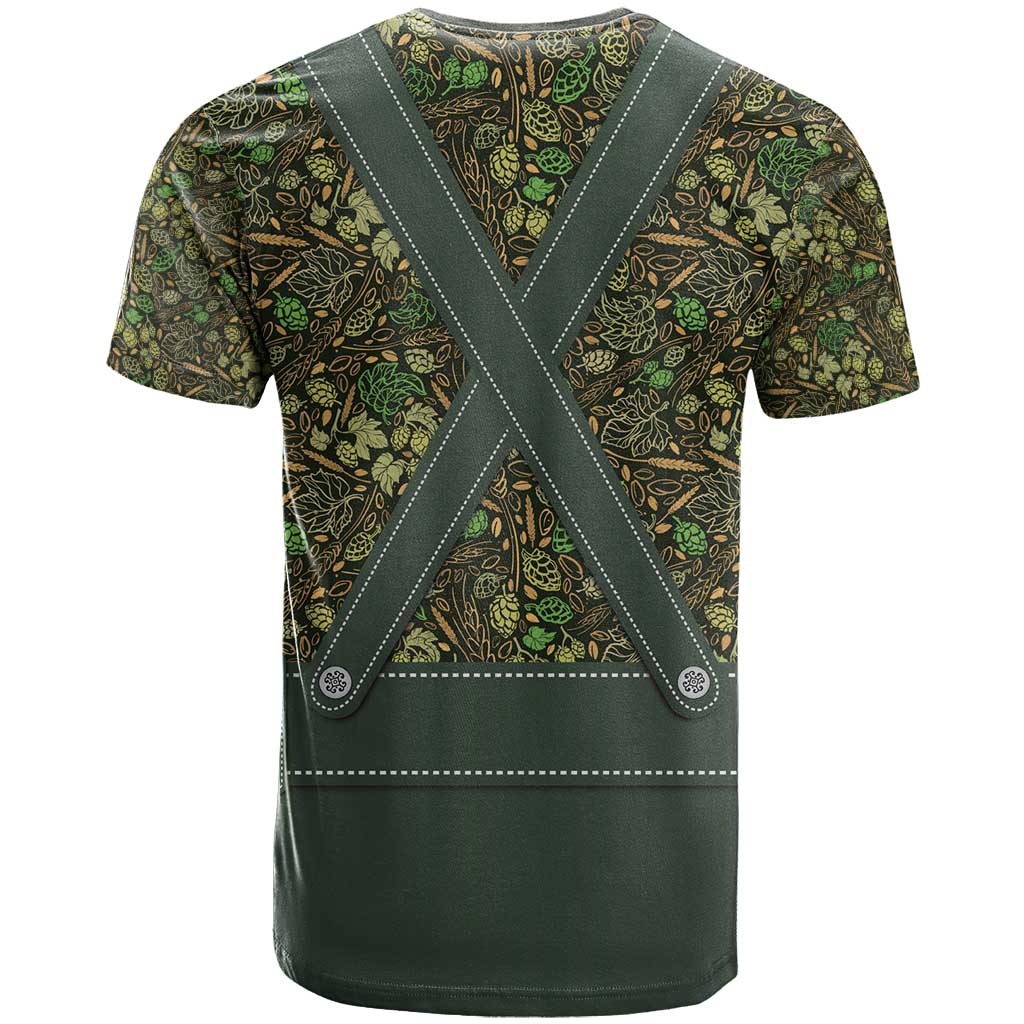 Lederhosen Oktoberfest T Shirt Hops And Malt Pattern - Wonder Print Shop