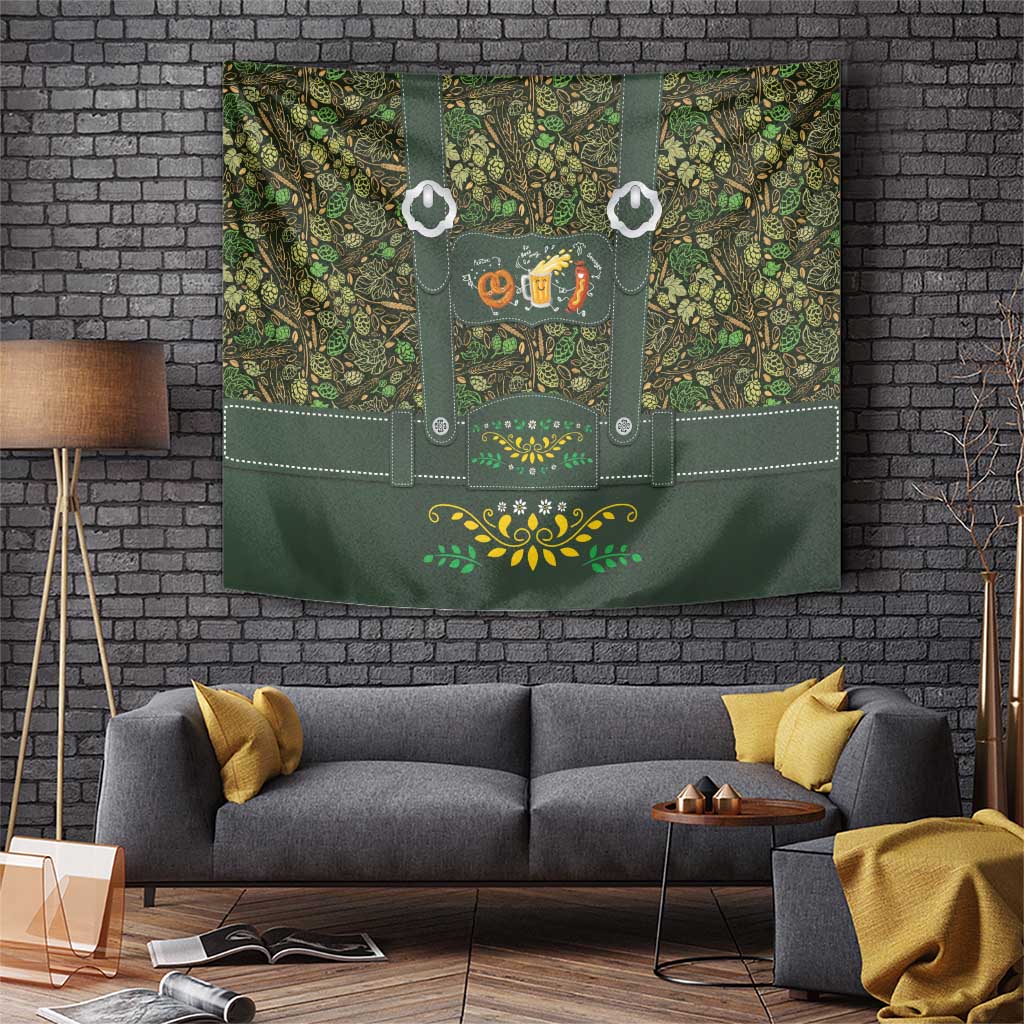 Lederhosen Oktoberfest Tapestry Hops And Malt Pattern - Wonder Print Shop