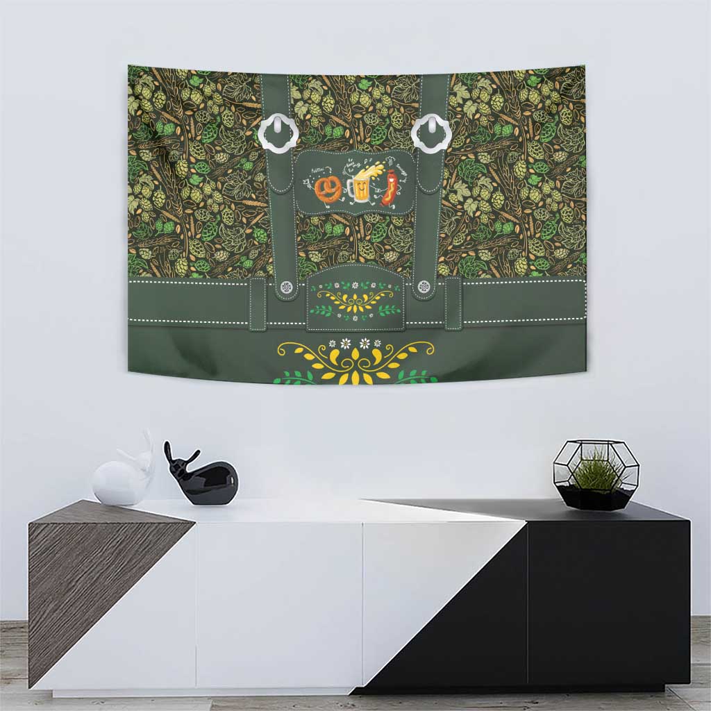 Lederhosen Oktoberfest Tapestry Hops And Malt Pattern - Wonder Print Shop