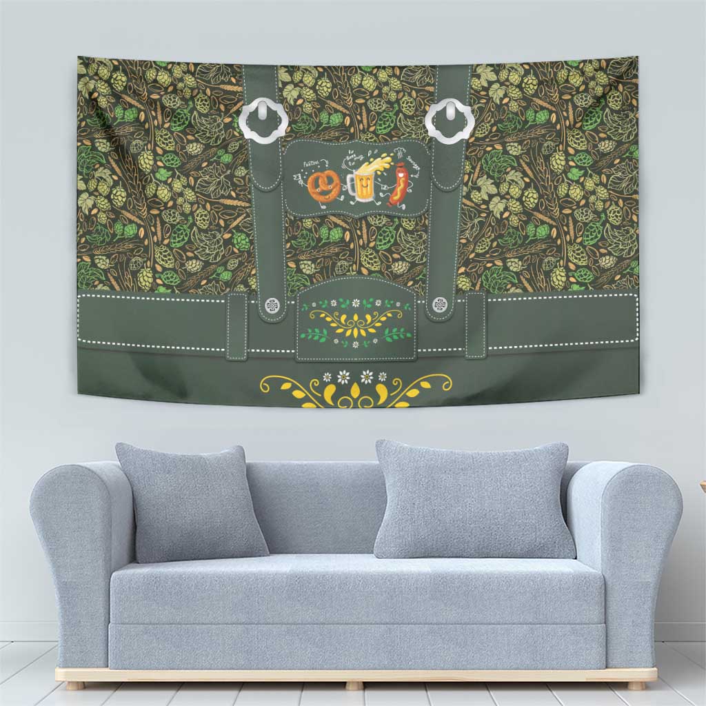 Lederhosen Oktoberfest Tapestry Hops And Malt Pattern - Wonder Print Shop