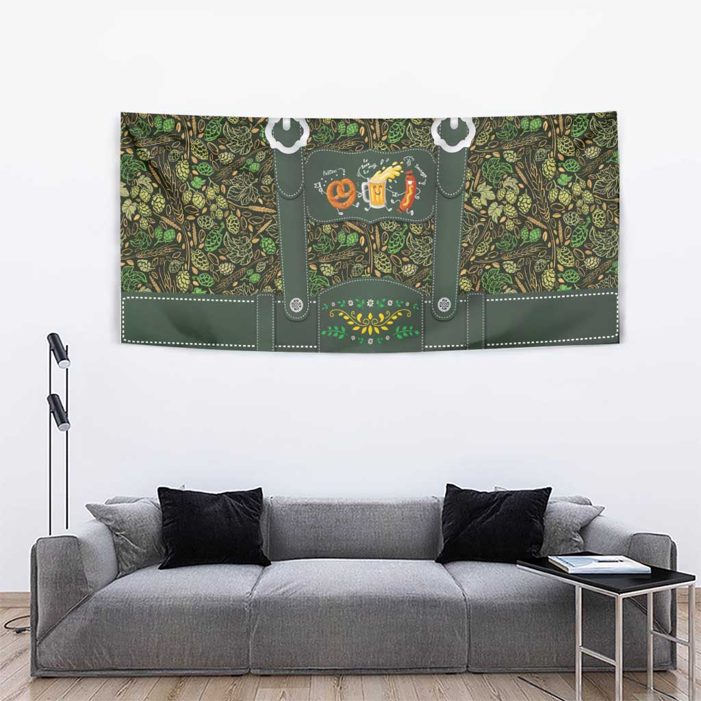 Lederhosen Oktoberfest Tapestry Hops And Malt Pattern - Wonder Print Shop