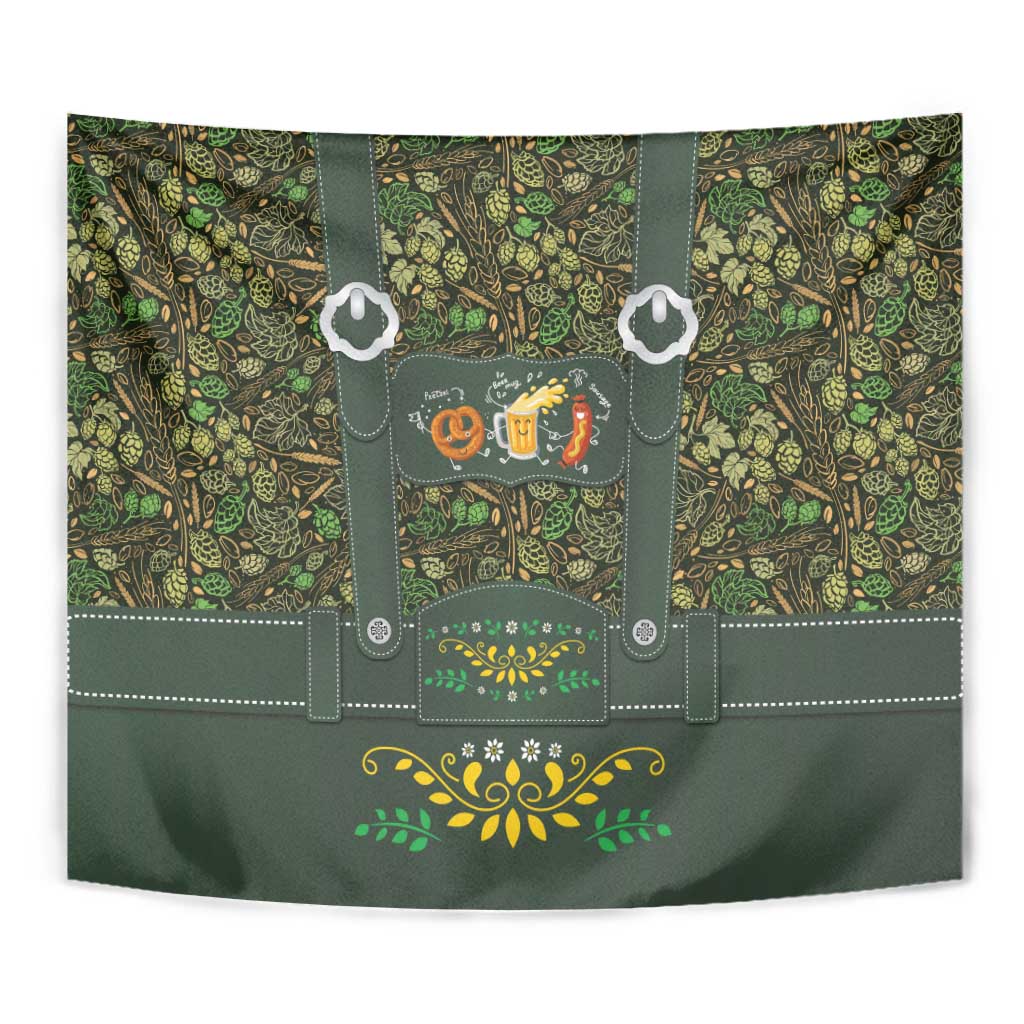 Lederhosen Oktoberfest Tapestry Hops And Malt Pattern - Wonder Print Shop
