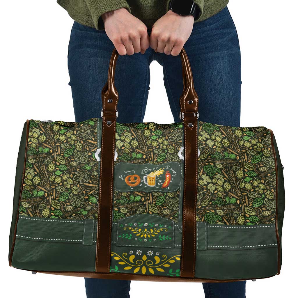Lederhosen Oktoberfest Travel Bag Hops And Malt Pattern - Wonder Print Shop