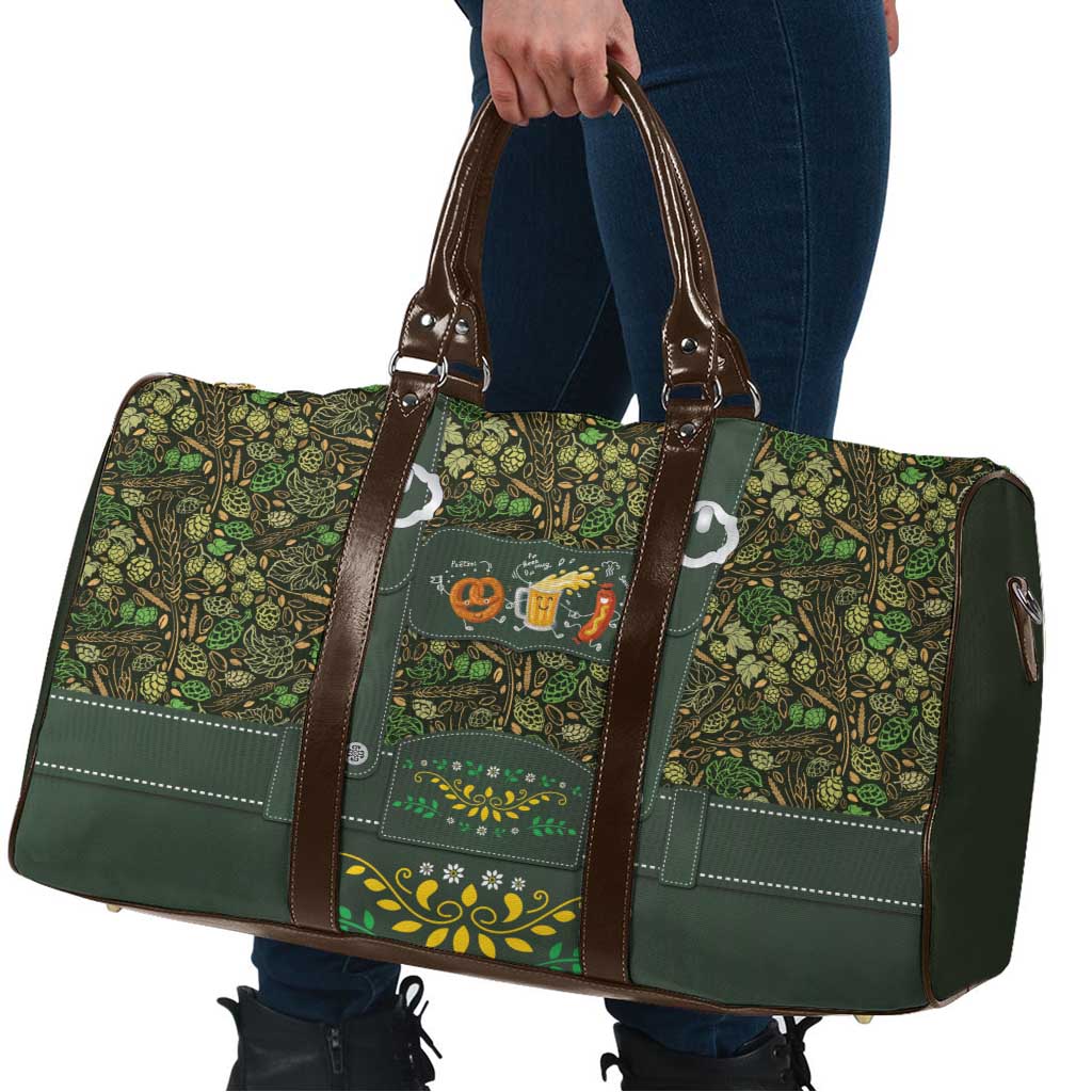 Lederhosen Oktoberfest Travel Bag Hops And Malt Pattern - Wonder Print Shop