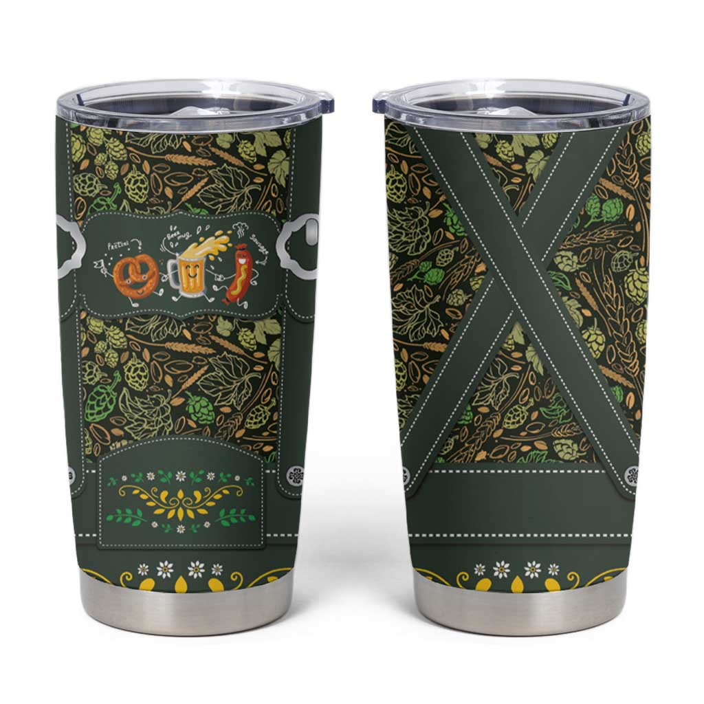 Lederhosen Oktoberfest Tumbler Cup Hops And Malt Pattern - Wonder Print Shop