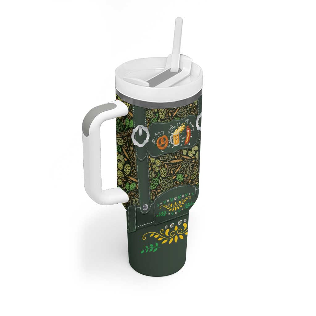 Lederhosen Oktoberfest Tumbler With Handle Hops And Malt Pattern - Wonder Print Shop
