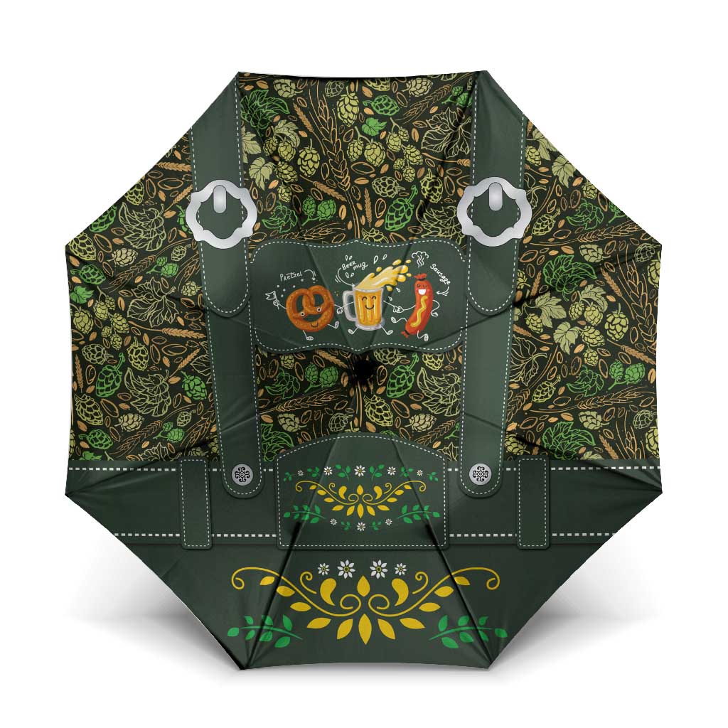 Lederhosen Oktoberfest Umbrella Hops And Malt Pattern - Wonder Print Shop