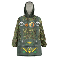 Lederhosen Oktoberfest Wearable Blanket Hoodie Hops And Malt Pattern - Wonder Print Shop