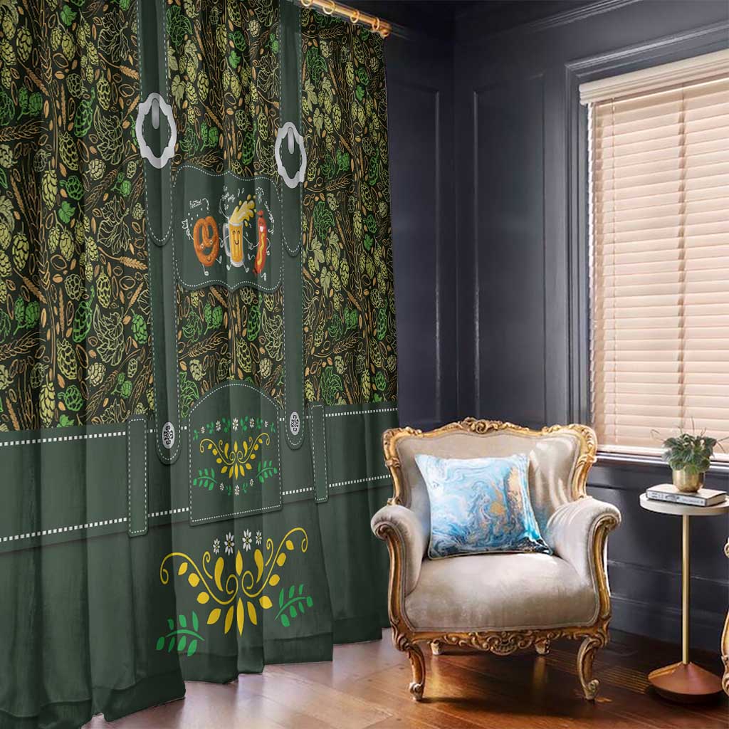 Lederhosen Oktoberfest Window Curtain Hops And Malt Pattern - Wonder Print Shop