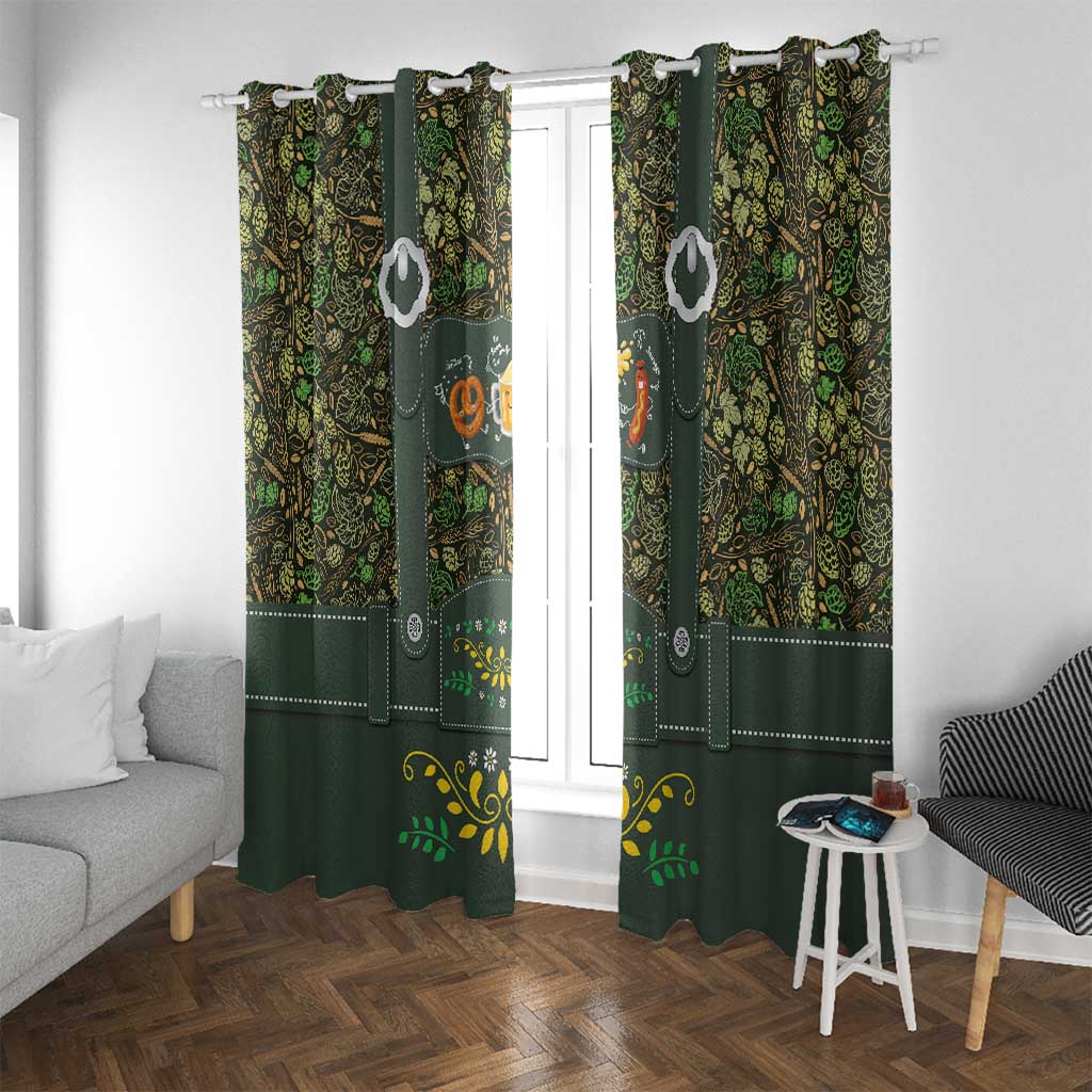 Lederhosen Oktoberfest Window Curtain Hops And Malt Pattern - Wonder Print Shop