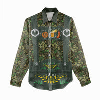 Lederhosen Oktoberfest Women Casual Shirt Hops And Malt Pattern - Wonder Print Shop