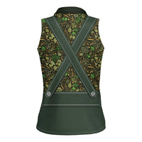 Lederhosen Oktoberfest Women Sleeveless Polo Shirt Hops And Malt Pattern - Wonder Print Shop