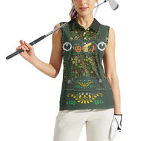 Lederhosen Oktoberfest Women Sleeveless Polo Shirt Hops And Malt Pattern - Wonder Print Shop