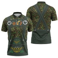 Lederhosen Oktoberfest Zipper Polo Shirt Hops And Malt Pattern - Wonder Print Shop