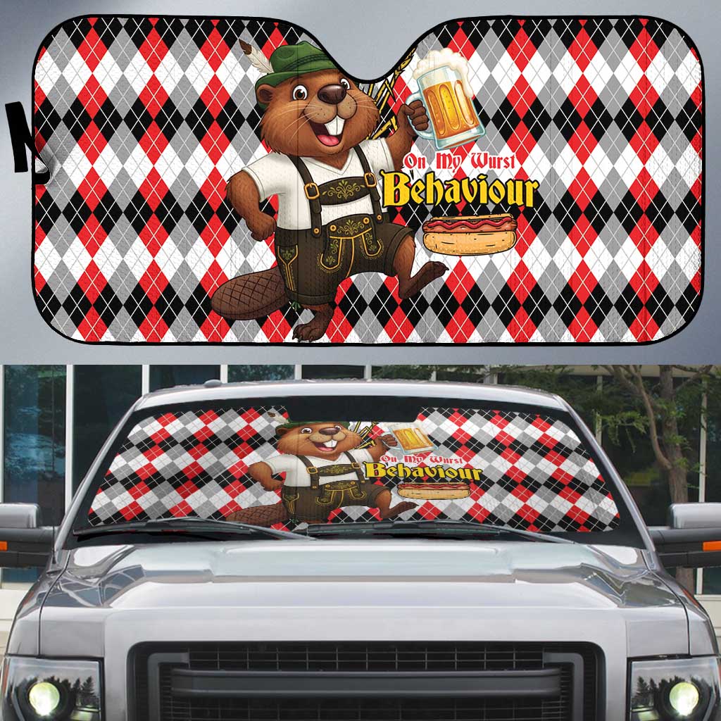 Oktoberfest Beaver Auto Sun Shade On My Wurst Behaviour - Wonder Print Shop