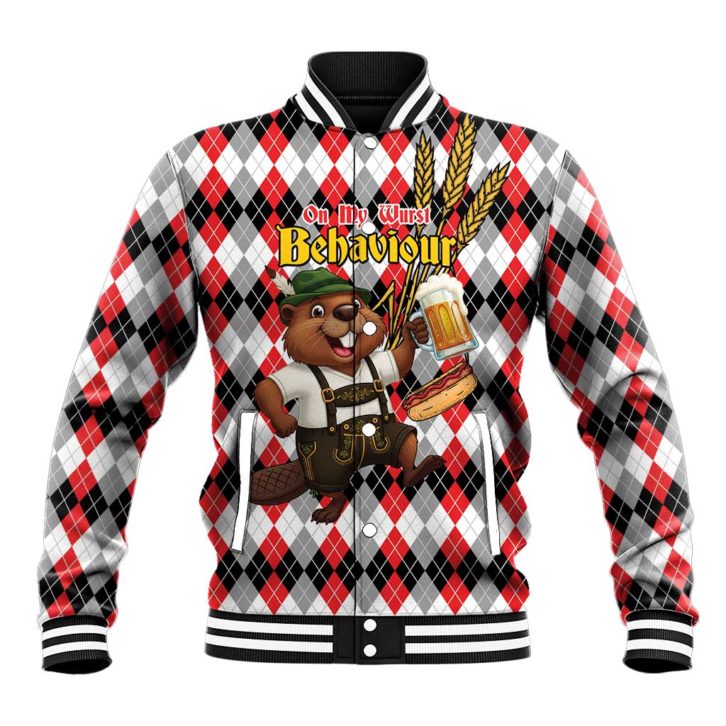 Oktoberfest Beaver Baseball Jacket On My Wurst Behaviour - Wonder Print Shop