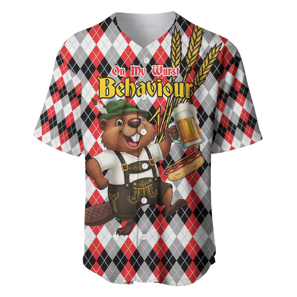 Oktoberfest Beaver Baseball Jersey On My Wurst Behaviour - Wonder Print Shop