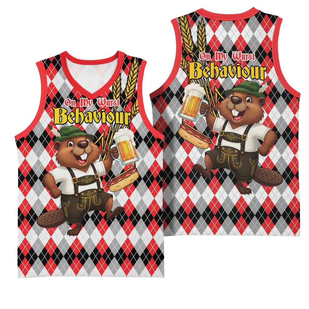 Oktoberfest Beaver Basketball Jersey On My Wurst Behaviour - Wonder Print Shop