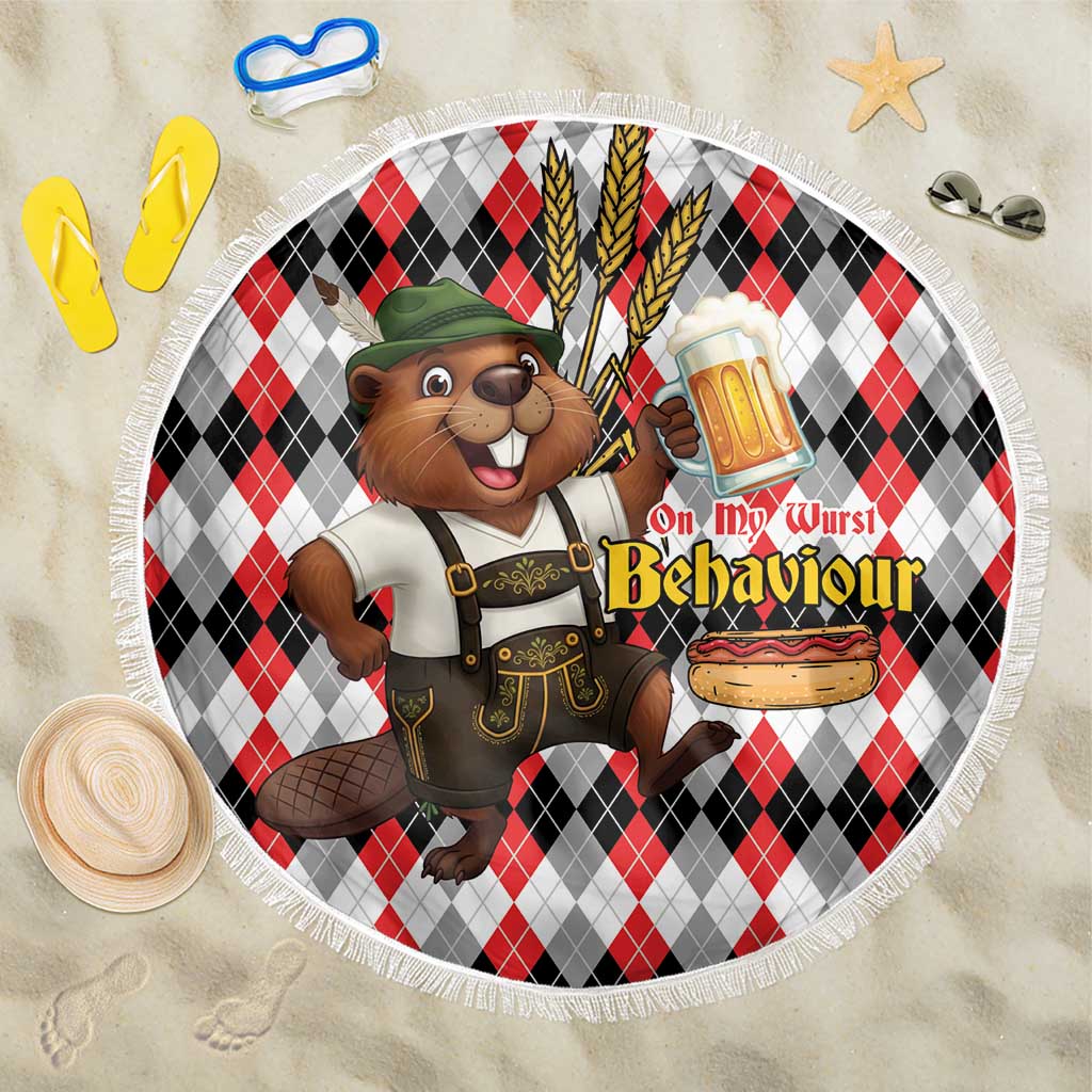 Oktoberfest Beaver Beach Blanket On My Wurst Behaviour - Wonder Print Shop