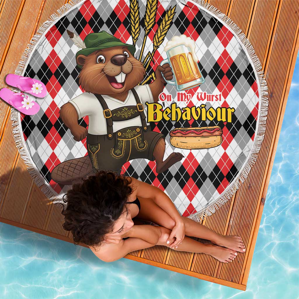 Oktoberfest Beaver Beach Blanket On My Wurst Behaviour - Wonder Print Shop