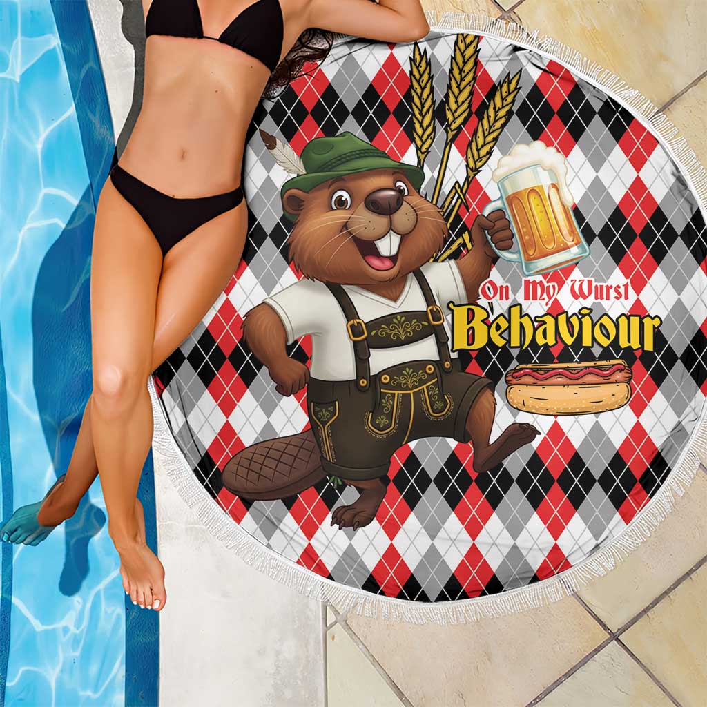 Oktoberfest Beaver Beach Blanket On My Wurst Behaviour - Wonder Print Shop