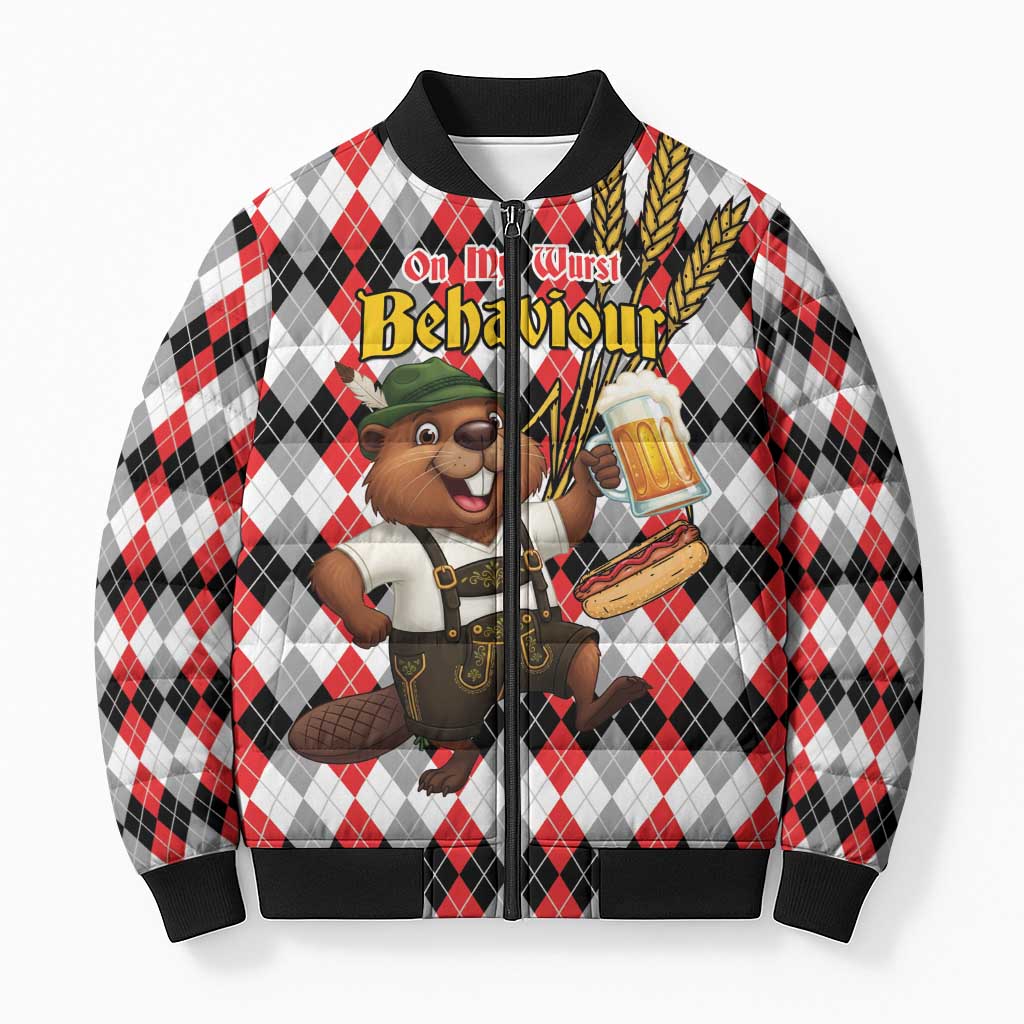 Oktoberfest Beaver Bomber Puffer Jacket On My Wurst Behaviour - Wonder Print Shop