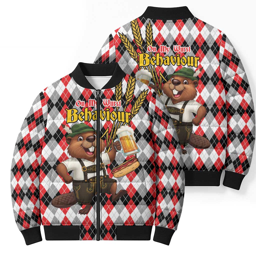 Oktoberfest Beaver Bomber Puffer Jacket On My Wurst Behaviour - Wonder Print Shop