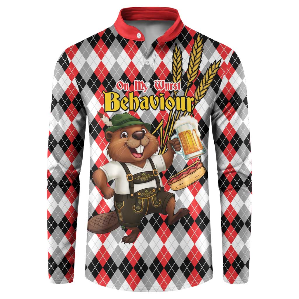 Oktoberfest Beaver Button Sweatshirt On My Wurst Behaviour - Wonder Print Shop