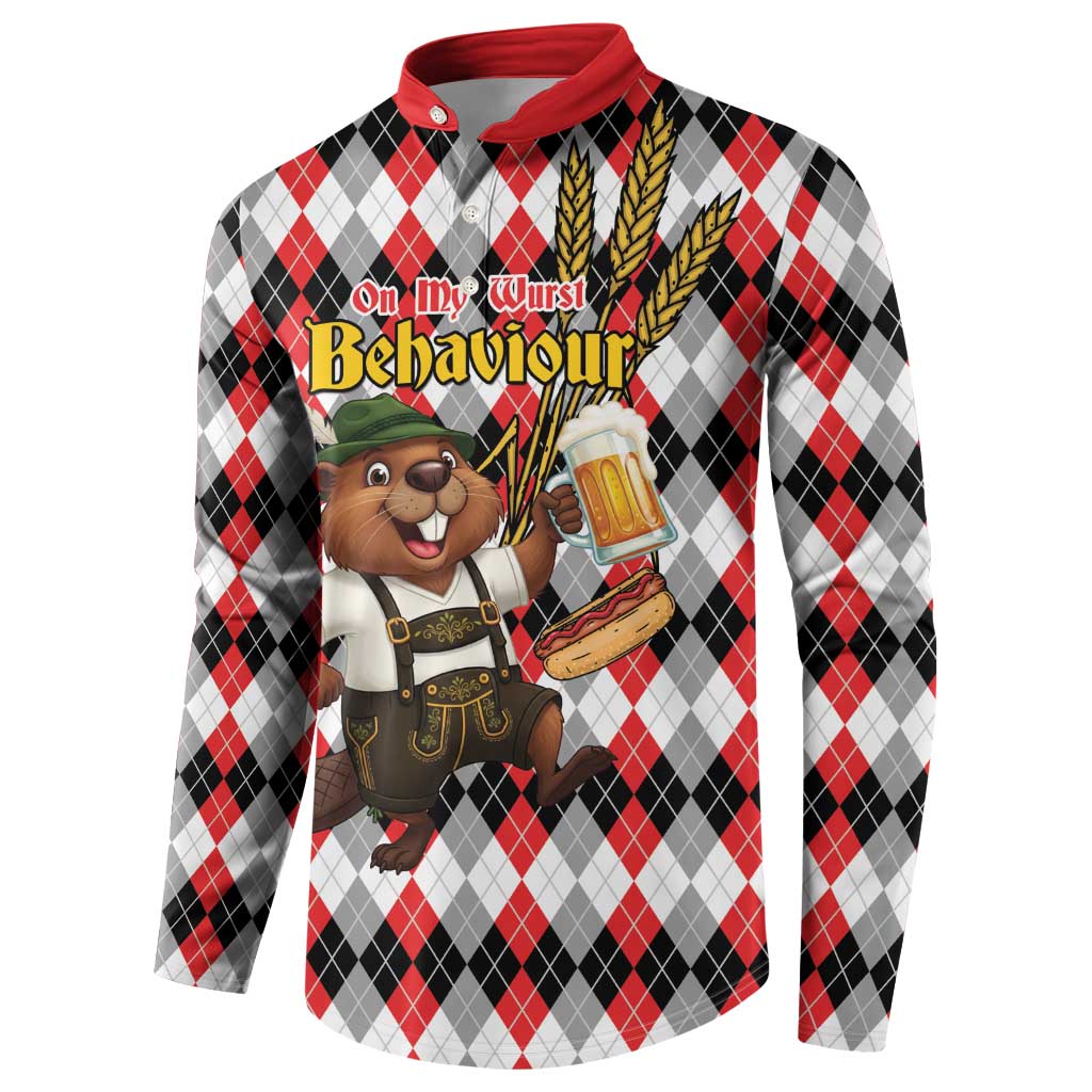 Oktoberfest Beaver Button Sweatshirt On My Wurst Behaviour - Wonder Print Shop