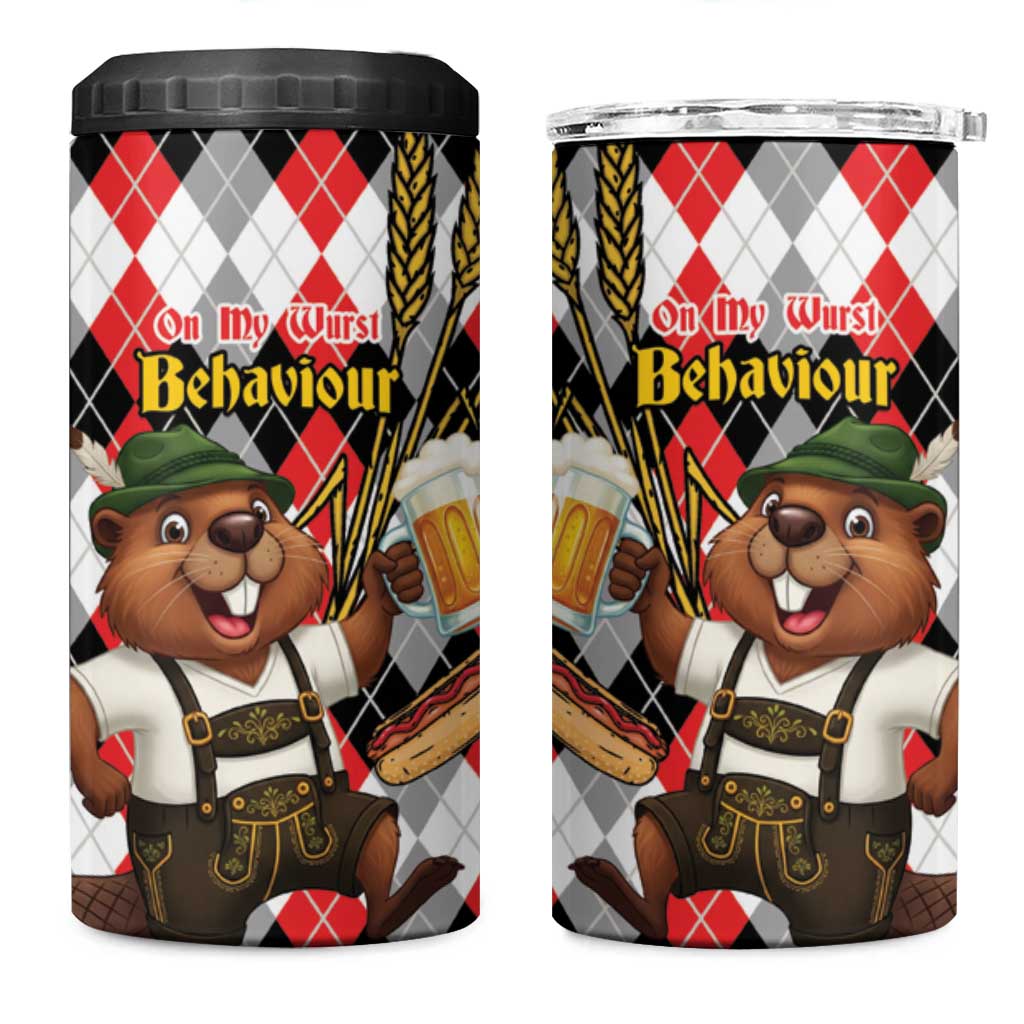 Oktoberfest Beaver 4 in 1 Can Cooler Tumbler On My Wurst Behaviour - Wonder Print Shop