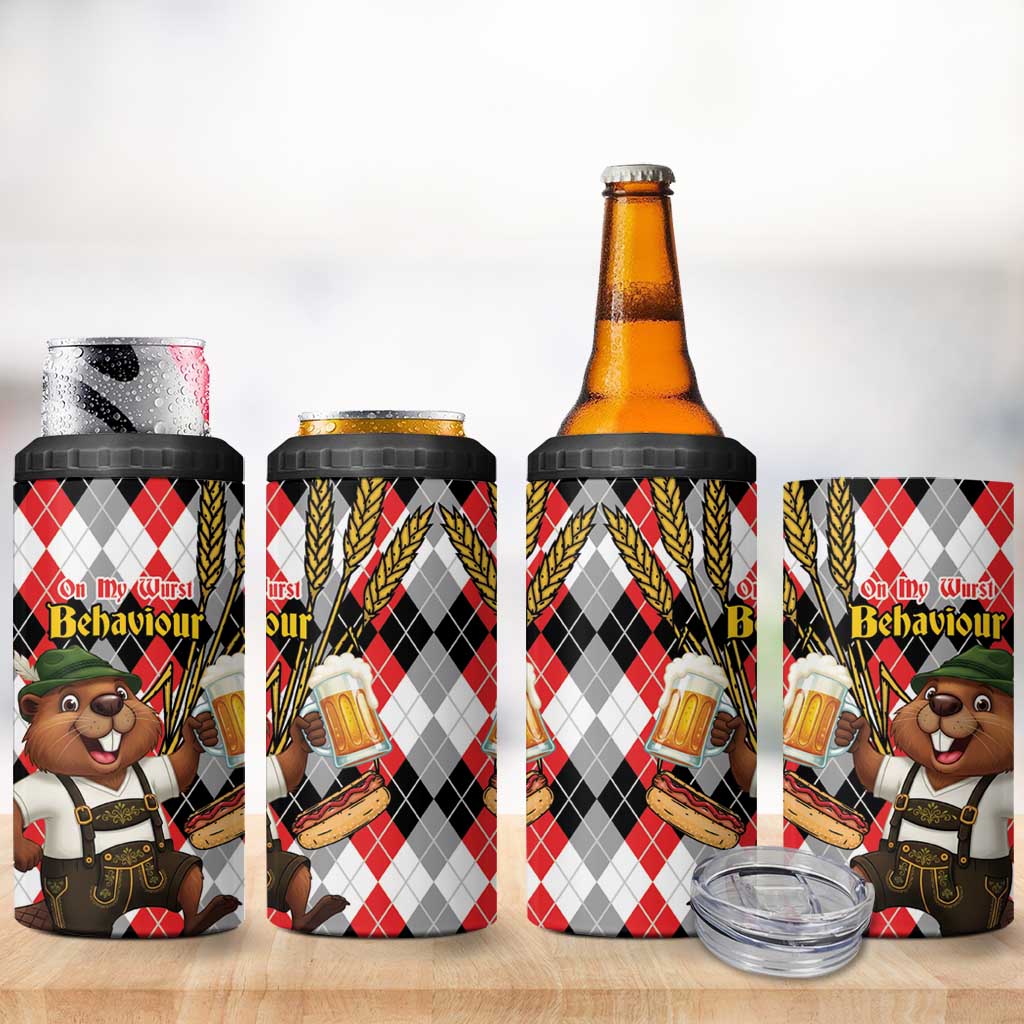Oktoberfest Beaver 4 in 1 Can Cooler Tumbler On My Wurst Behaviour - Wonder Print Shop