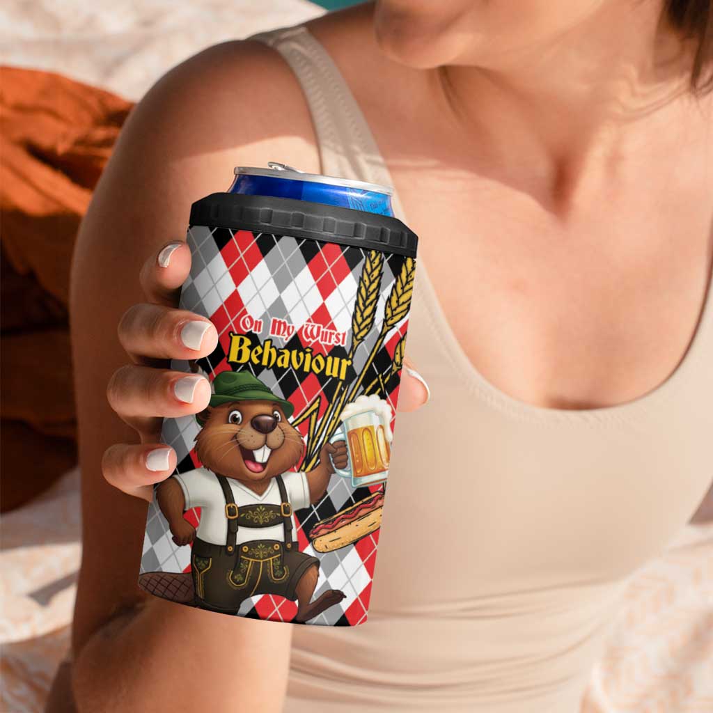Oktoberfest Beaver 4 in 1 Can Cooler Tumbler On My Wurst Behaviour - Wonder Print Shop