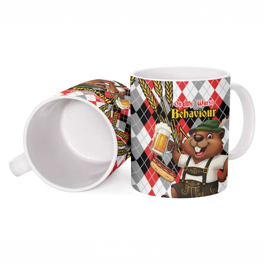 Oktoberfest Beaver Ceramic Mug On My Wurst Behaviour - Wonder Print Shop