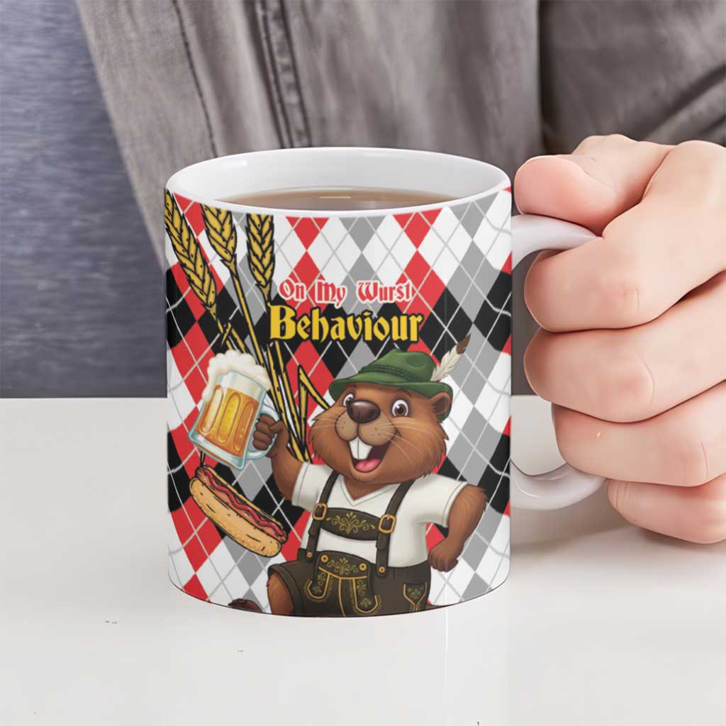 Oktoberfest Beaver Ceramic Mug On My Wurst Behaviour - Wonder Print Shop