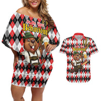 Oktoberfest Beaver Couples Matching Off Shoulder Short Dress and Hawaiian Shirt On My Wurst Behaviour - Wonder Print Shop