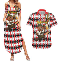 Oktoberfest Beaver Couples Matching Summer Maxi Dress and Hawaiian Shirt On My Wurst Behaviour - Wonder Print Shop